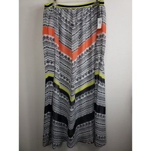 Old Navy  Women's Lg  Maxi Flare Skirt multicolored elastic waist lined NEW